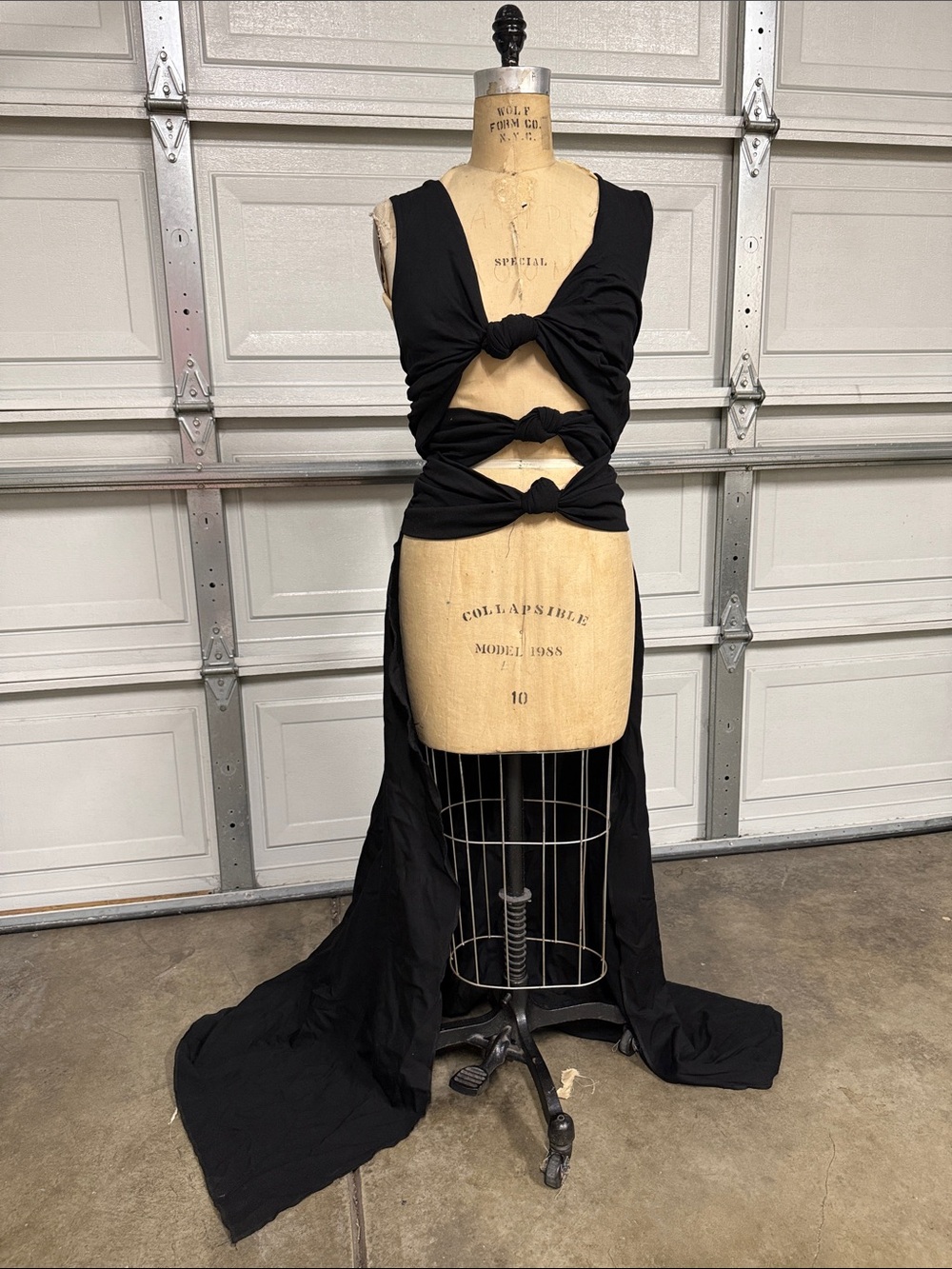 Women's Black Knot-Front Cutout Maxi Top